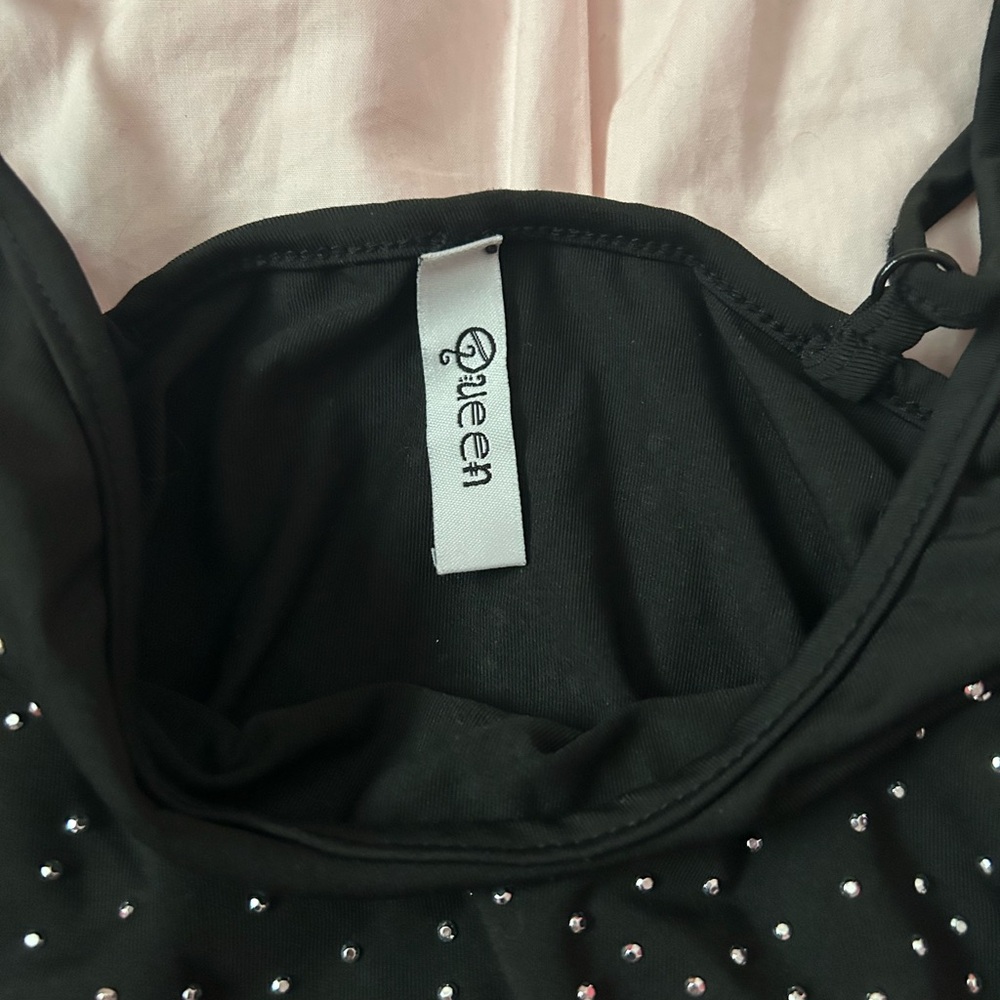 Black Rhinestone Bodysuit - Picture 2 of 3